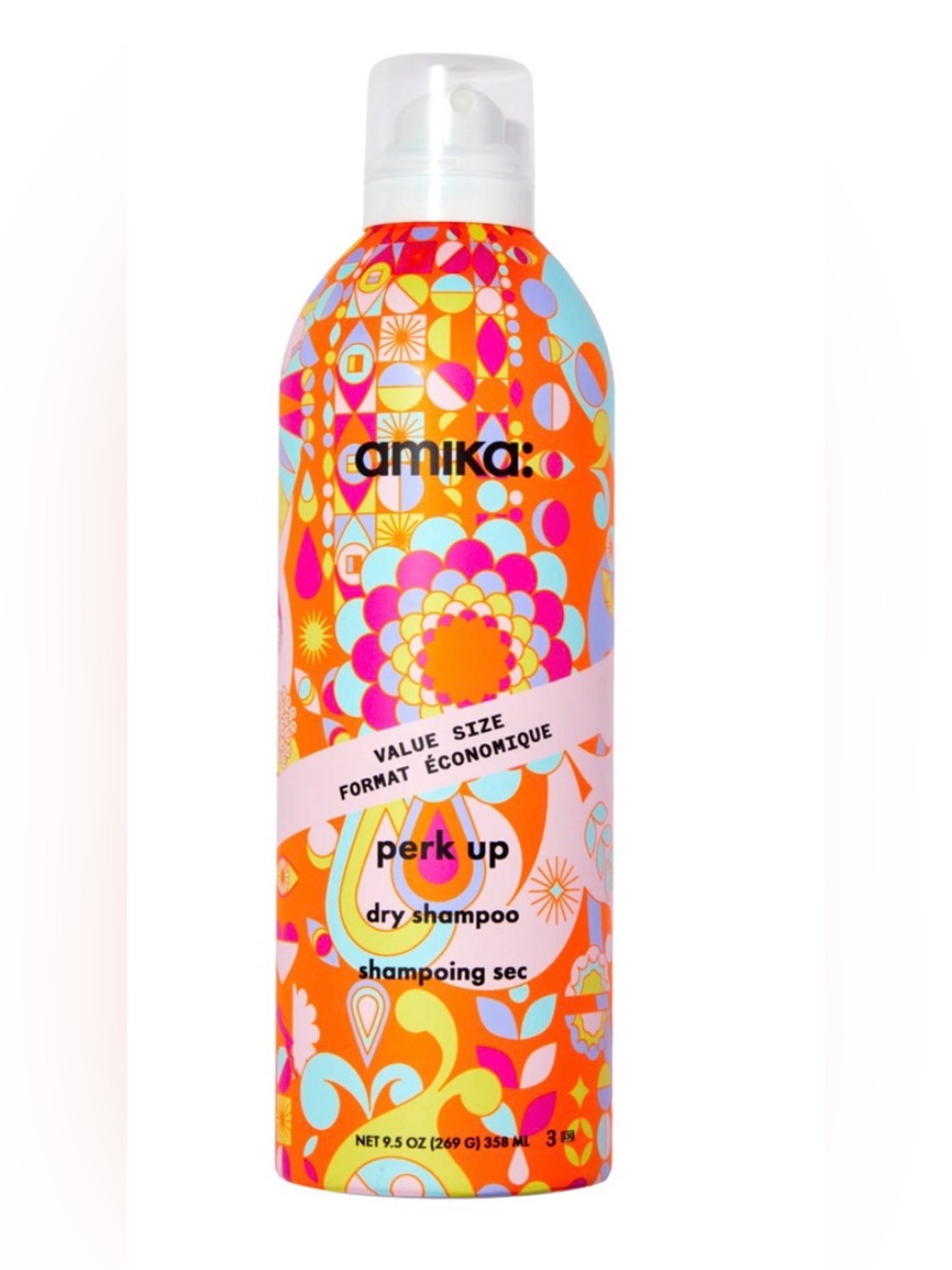 amika Perk Up Dry Shampoo - Bright Pink & Orange Retro Can
